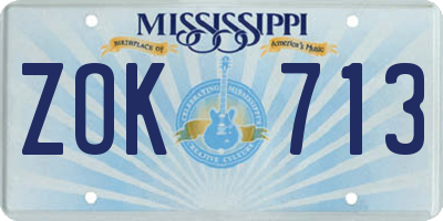 MS license plate ZOK713