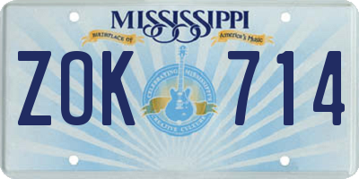 MS license plate ZOK714