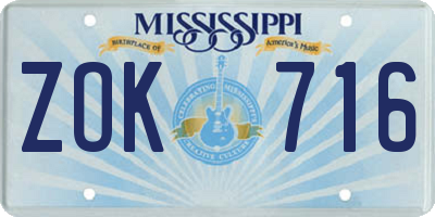 MS license plate ZOK716