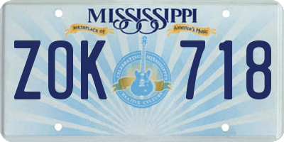 MS license plate ZOK718