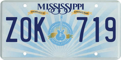 MS license plate ZOK719