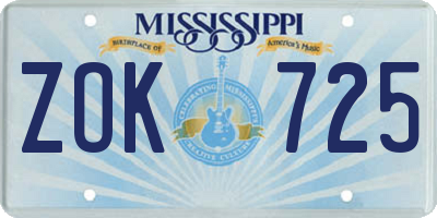 MS license plate ZOK725