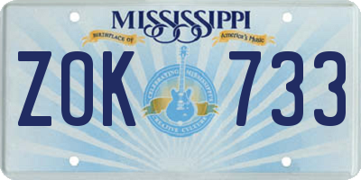 MS license plate ZOK733