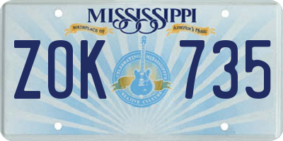 MS license plate ZOK735