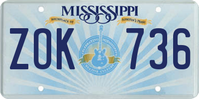 MS license plate ZOK736