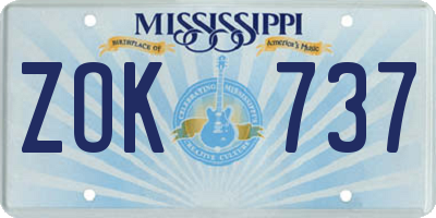 MS license plate ZOK737