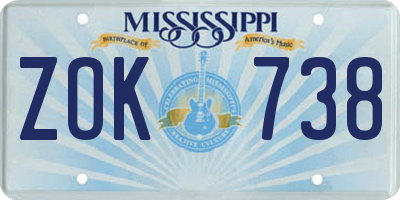 MS license plate ZOK738