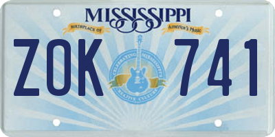 MS license plate ZOK741