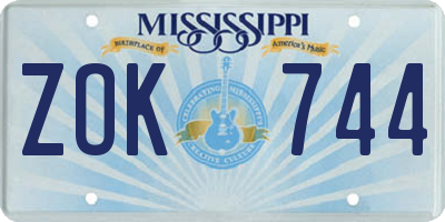 MS license plate ZOK744