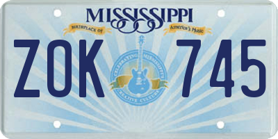 MS license plate ZOK745