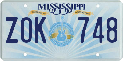 MS license plate ZOK748