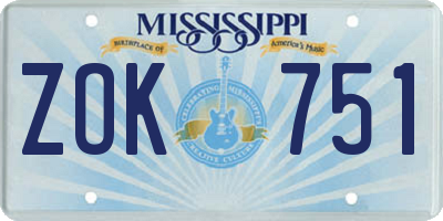 MS license plate ZOK751