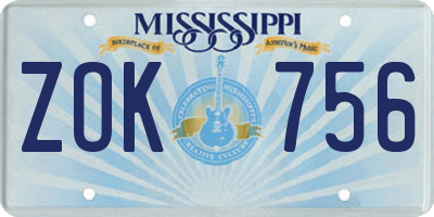 MS license plate ZOK756