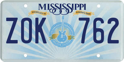 MS license plate ZOK762