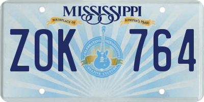 MS license plate ZOK764