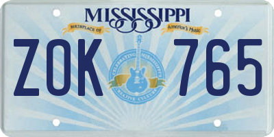 MS license plate ZOK765