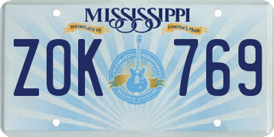 MS license plate ZOK769