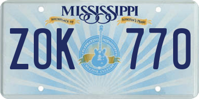 MS license plate ZOK770