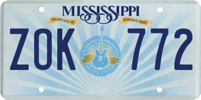 MS license plate ZOK772