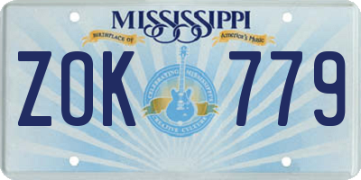 MS license plate ZOK779