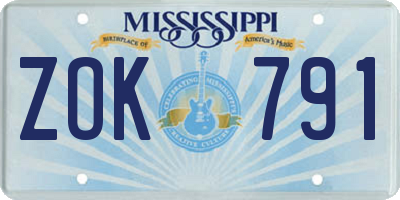 MS license plate ZOK791