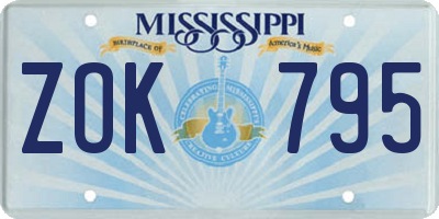 MS license plate ZOK795