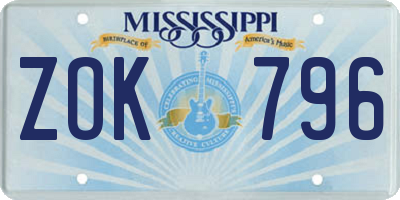 MS license plate ZOK796