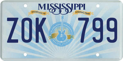 MS license plate ZOK799