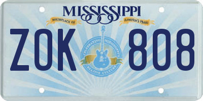 MS license plate ZOK808