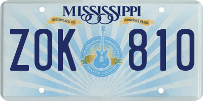 MS license plate ZOK810