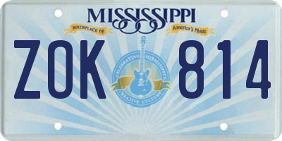 MS license plate ZOK814
