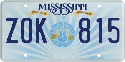 MS license plate ZOK815