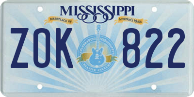 MS license plate ZOK822