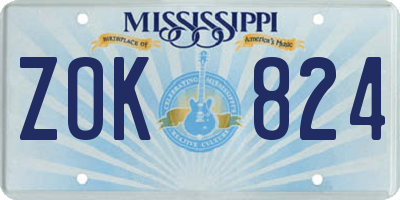 MS license plate ZOK824