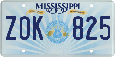 MS license plate ZOK825