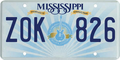 MS license plate ZOK826
