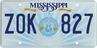 MS license plate ZOK827