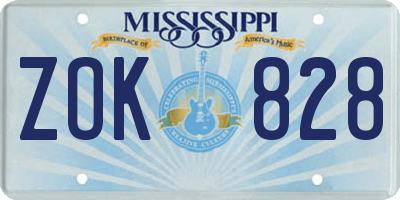 MS license plate ZOK828