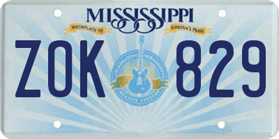 MS license plate ZOK829