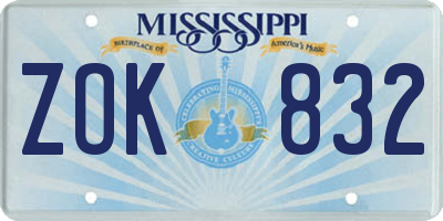 MS license plate ZOK832