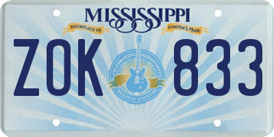 MS license plate ZOK833