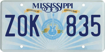 MS license plate ZOK835