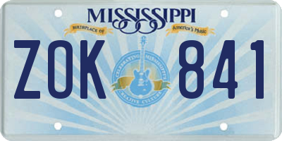 MS license plate ZOK841