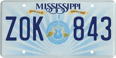 MS license plate ZOK843