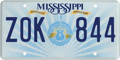 MS license plate ZOK844