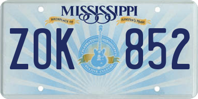 MS license plate ZOK852