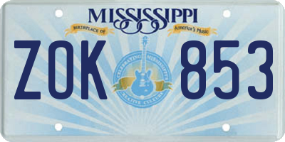 MS license plate ZOK853