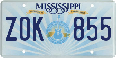 MS license plate ZOK855