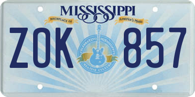 MS license plate ZOK857