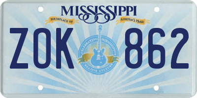MS license plate ZOK862